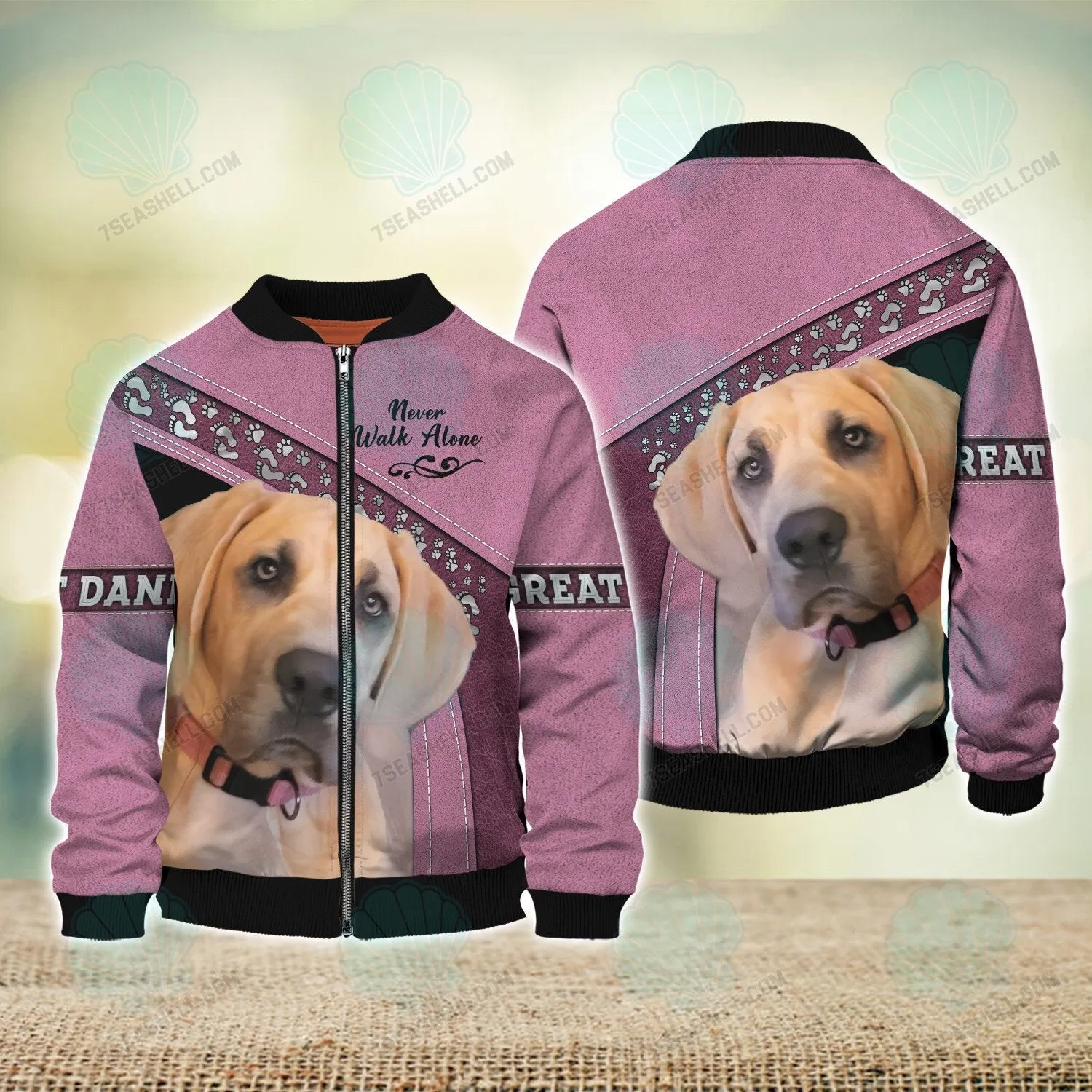 Great Danes Pink Love Never Walk Alone 3D Full Print Shirts, Christmas Dog Memorial Gifts for loss of Dog