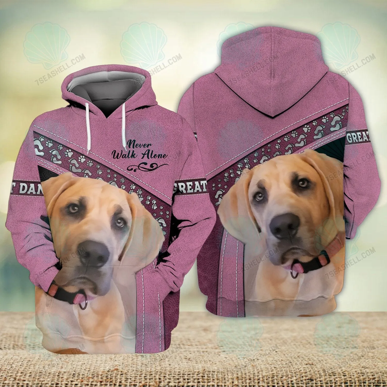 Great Danes Pink Love Never Walk Alone 3D Full Print Shirts, Christmas Dog Memorial Gifts for loss of Dog