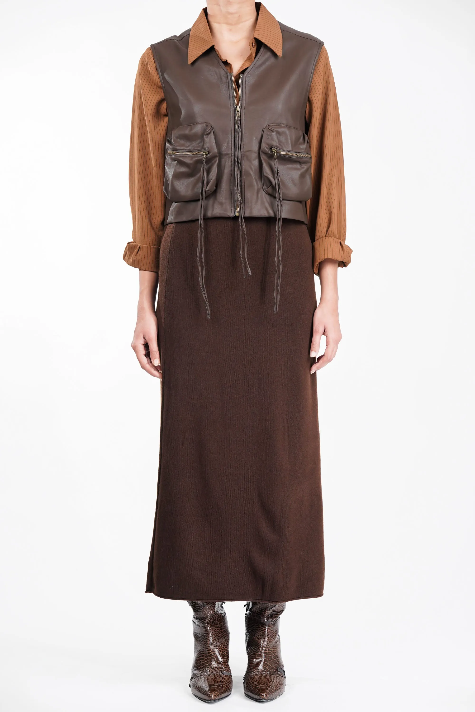 Half-Track Brown Leather Jacket
