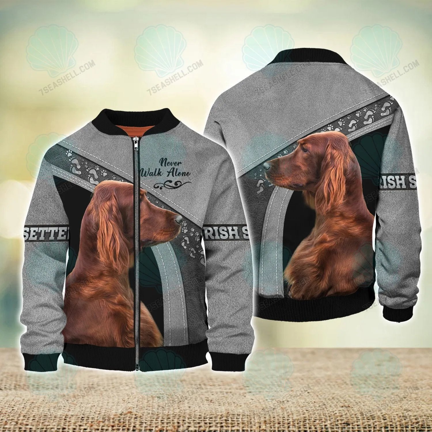 Irish Setter Love Never Walk Alone 3D Full Print Shirts, Christmas Dog Memorial Gifts for loss of Dog