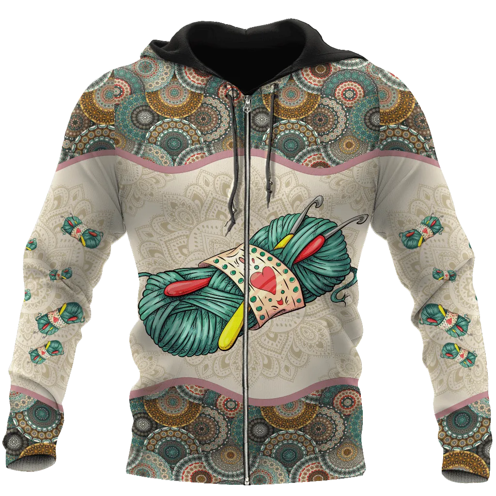 Knitting Mandala Roll of Wool 3D Full Printed Sweatshirt Hoodie, Shirts For Men And Women Christmas