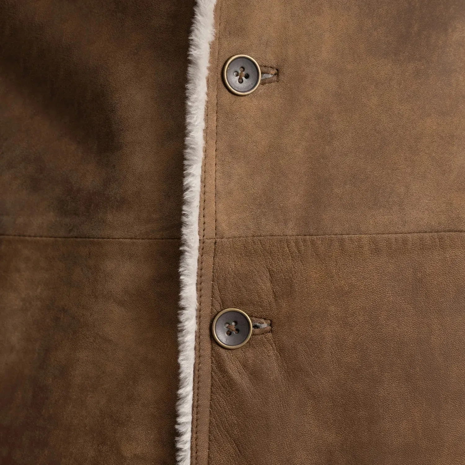 Kolby Distressed Brown Shearling Long Coat