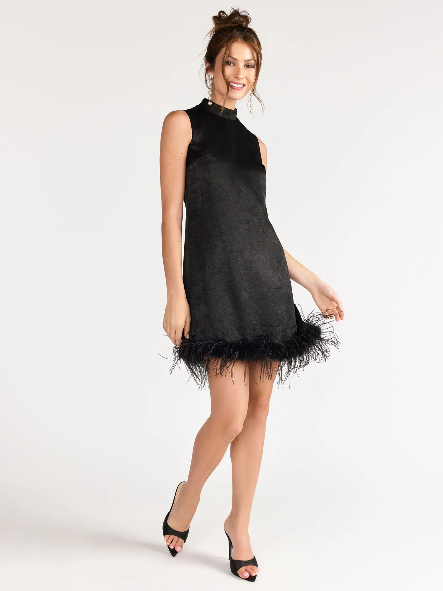 Lena Feather Trim Swing Dress - Brands We Love