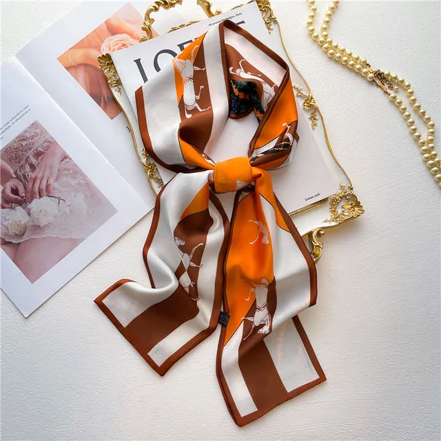 Luxury Brand Neckerchief Ribbon Scarf Women Design Head Band Hair Bands