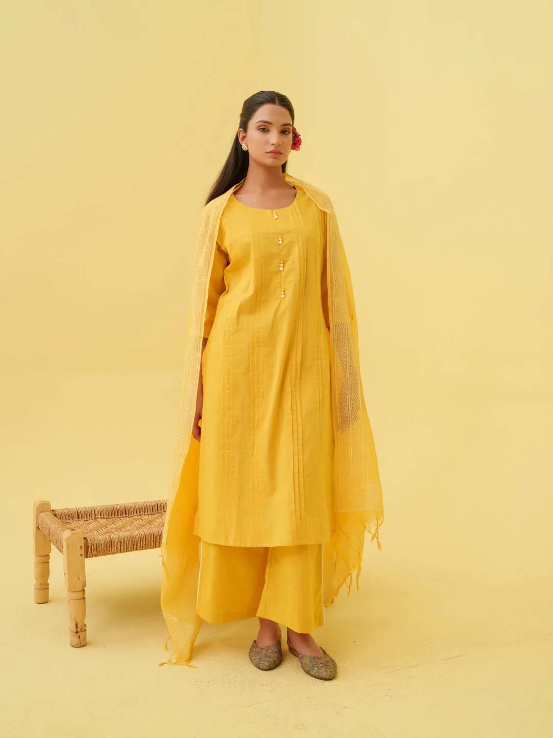 Marigold Bloom Kurta Set with Dupatta