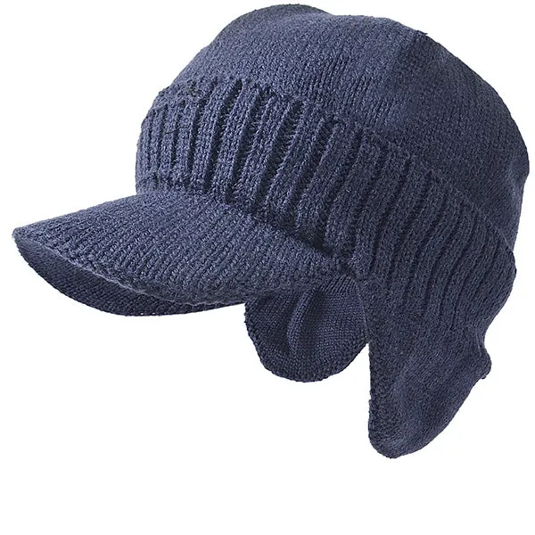 Men Knit Visor Beanie Hat with Earflaps