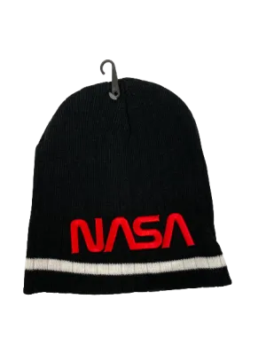 NASA Worm Logo Black Knit Beanie