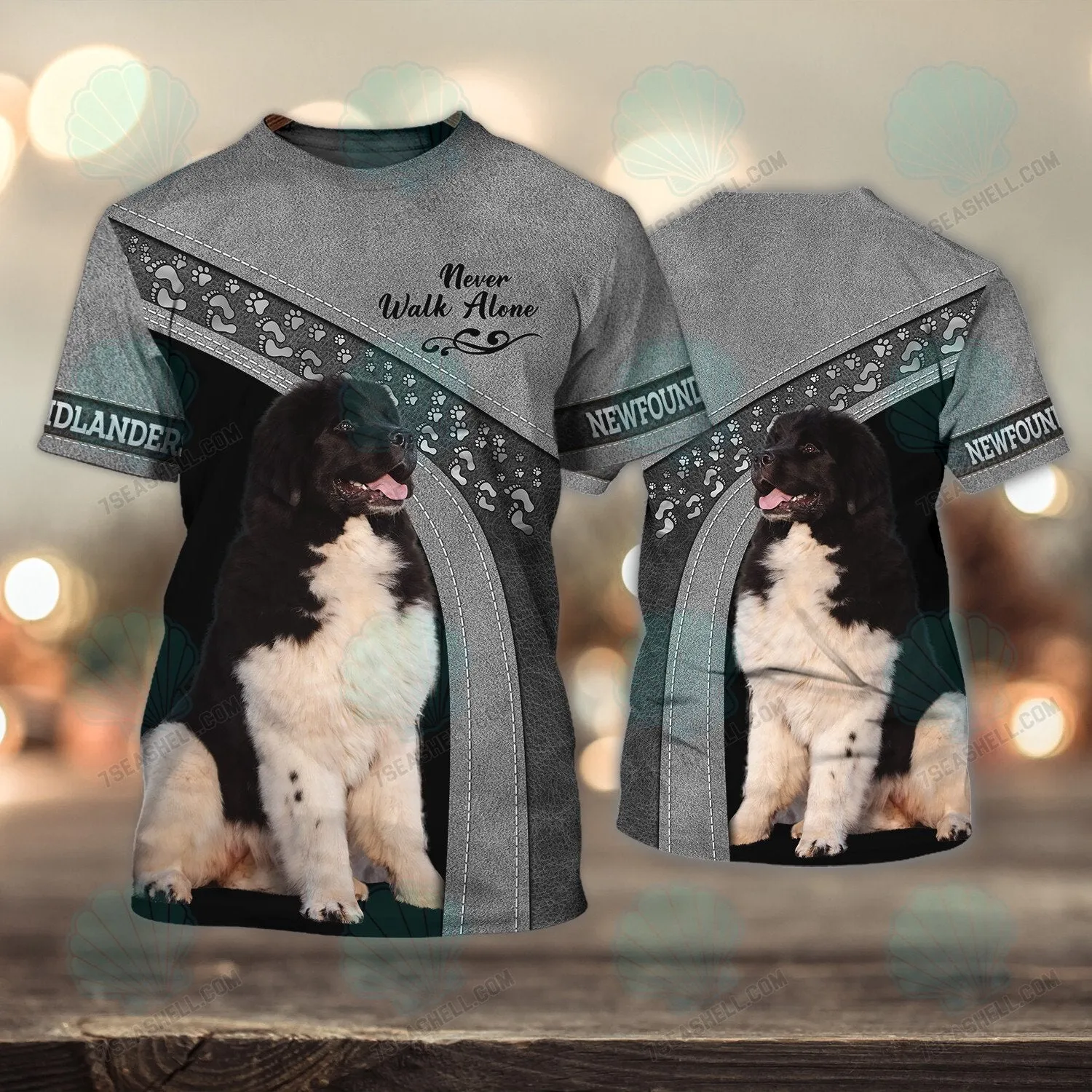 Newfoundland Love Grey Never Walk Alone 3D Full Print Shirts, Christmas Dog Memorial Gifts for loss of Dog