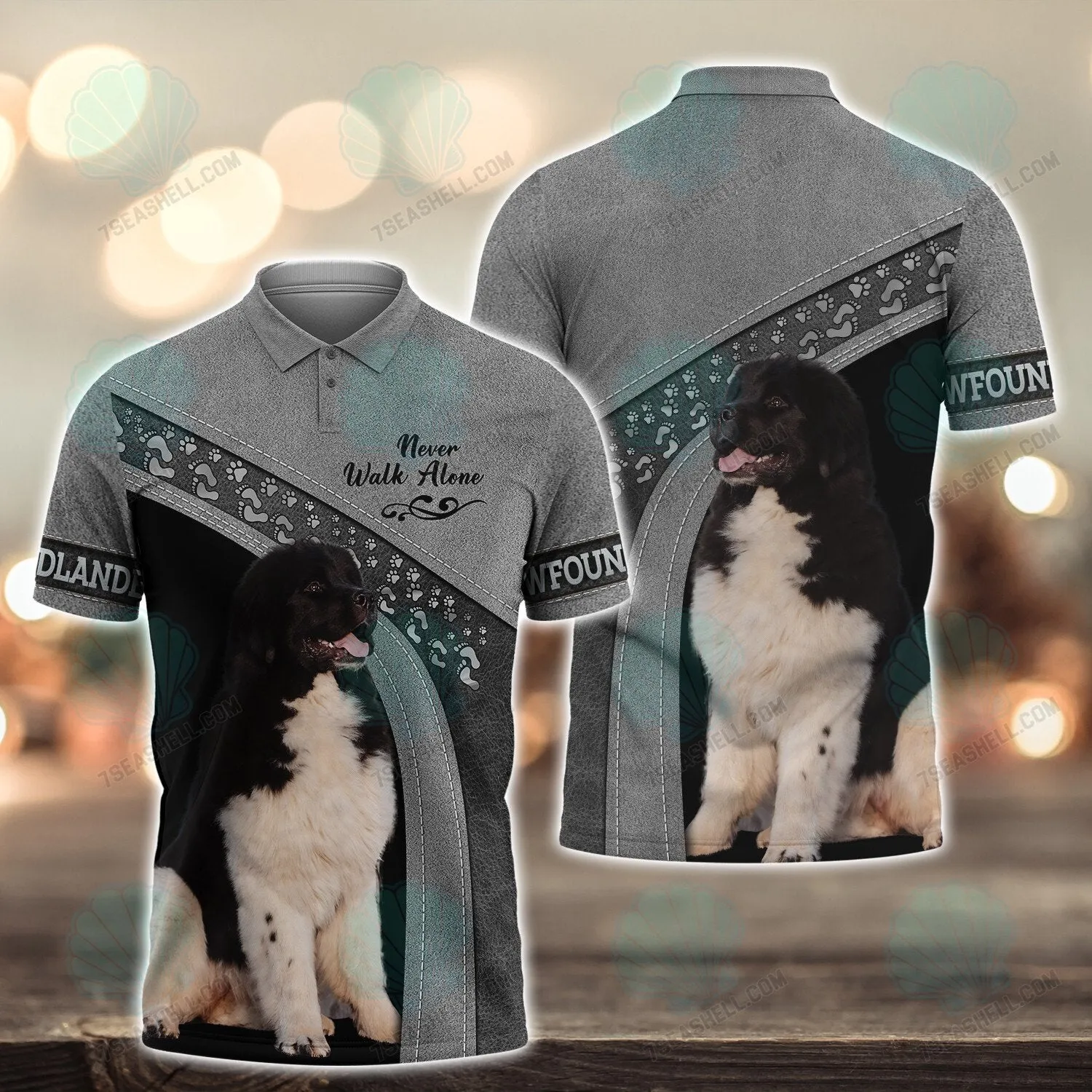 Newfoundland Love Grey Never Walk Alone 3D Full Print Shirts, Christmas Dog Memorial Gifts for loss of Dog