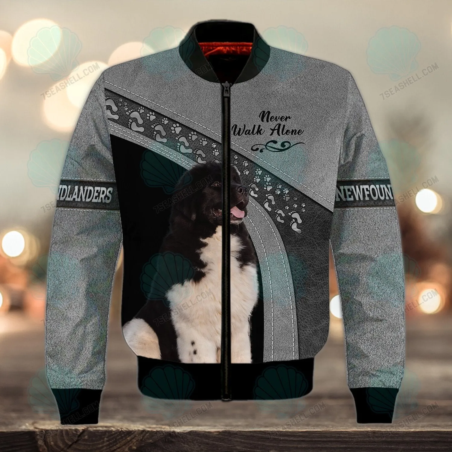 Newfoundland Love Grey Never Walk Alone 3D Full Print Shirts, Christmas Dog Memorial Gifts for loss of Dog