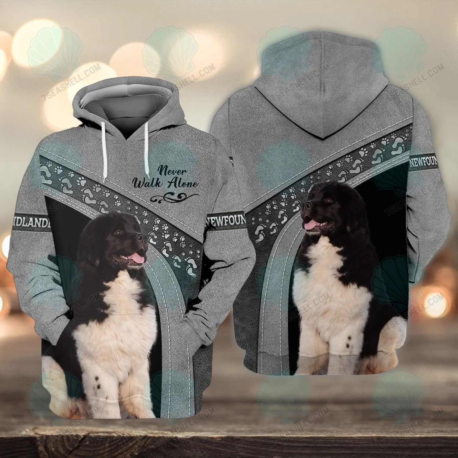 Newfoundland Love Grey Never Walk Alone 3D Full Print Shirts, Christmas Dog Memorial Gifts for loss of Dog