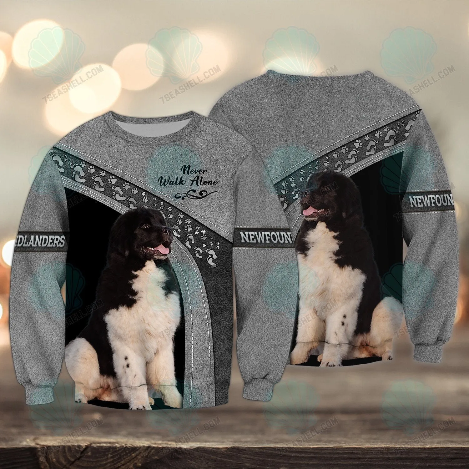 Newfoundland Love Grey Never Walk Alone 3D Full Print Shirts, Christmas Dog Memorial Gifts for loss of Dog