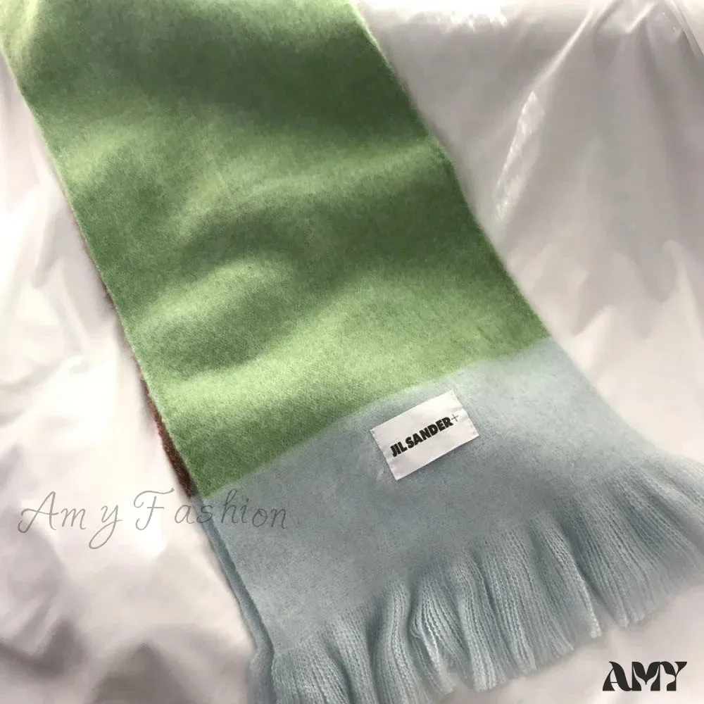 Niche Design Italian Warm Comfortable Cozy Striped Faux Cashmere Scarf