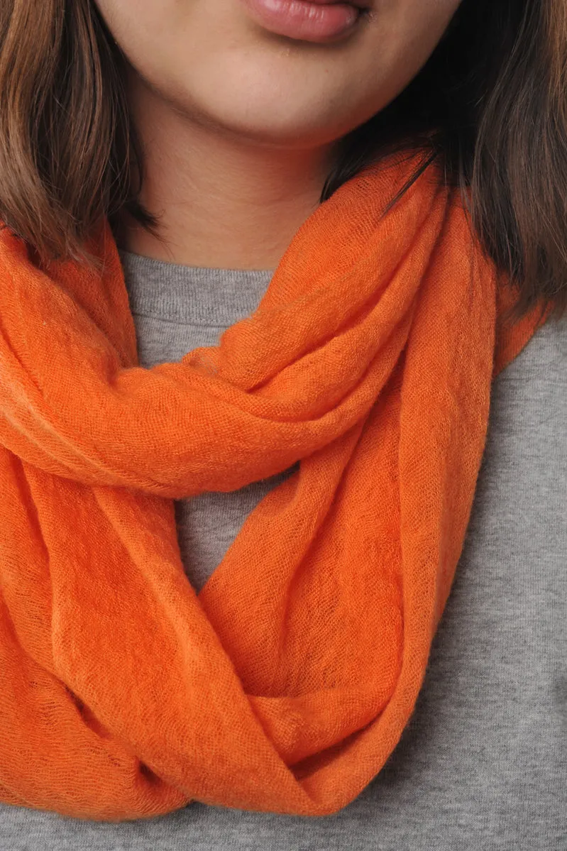 Orange Cashmere Classic Knit Tube Scarf