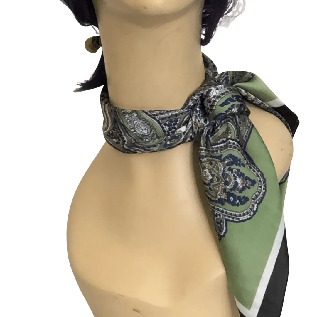 Paisley Necktie Poly Silk Scarf - Motif Green