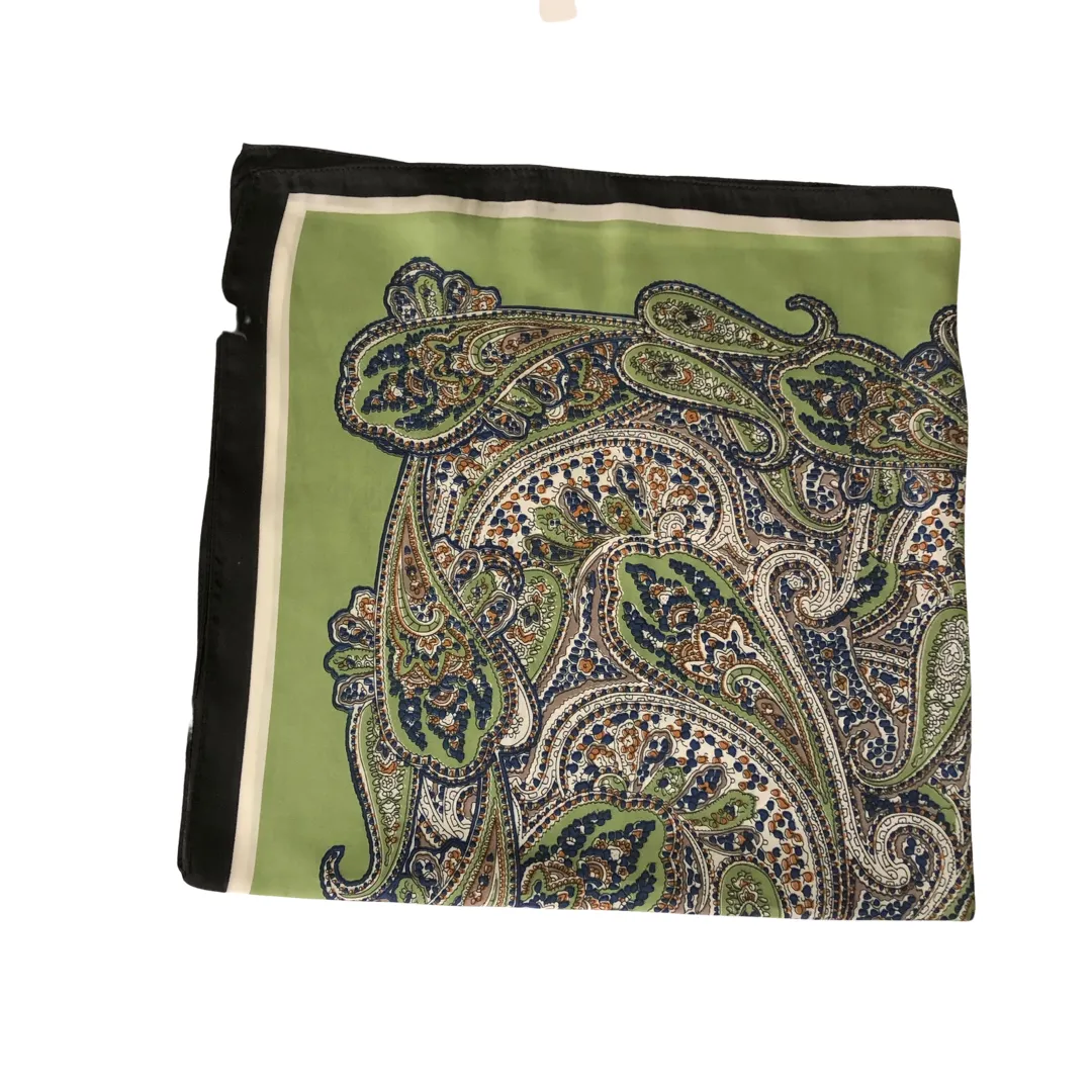 Paisley Necktie Poly Silk Scarf - Motif Green
