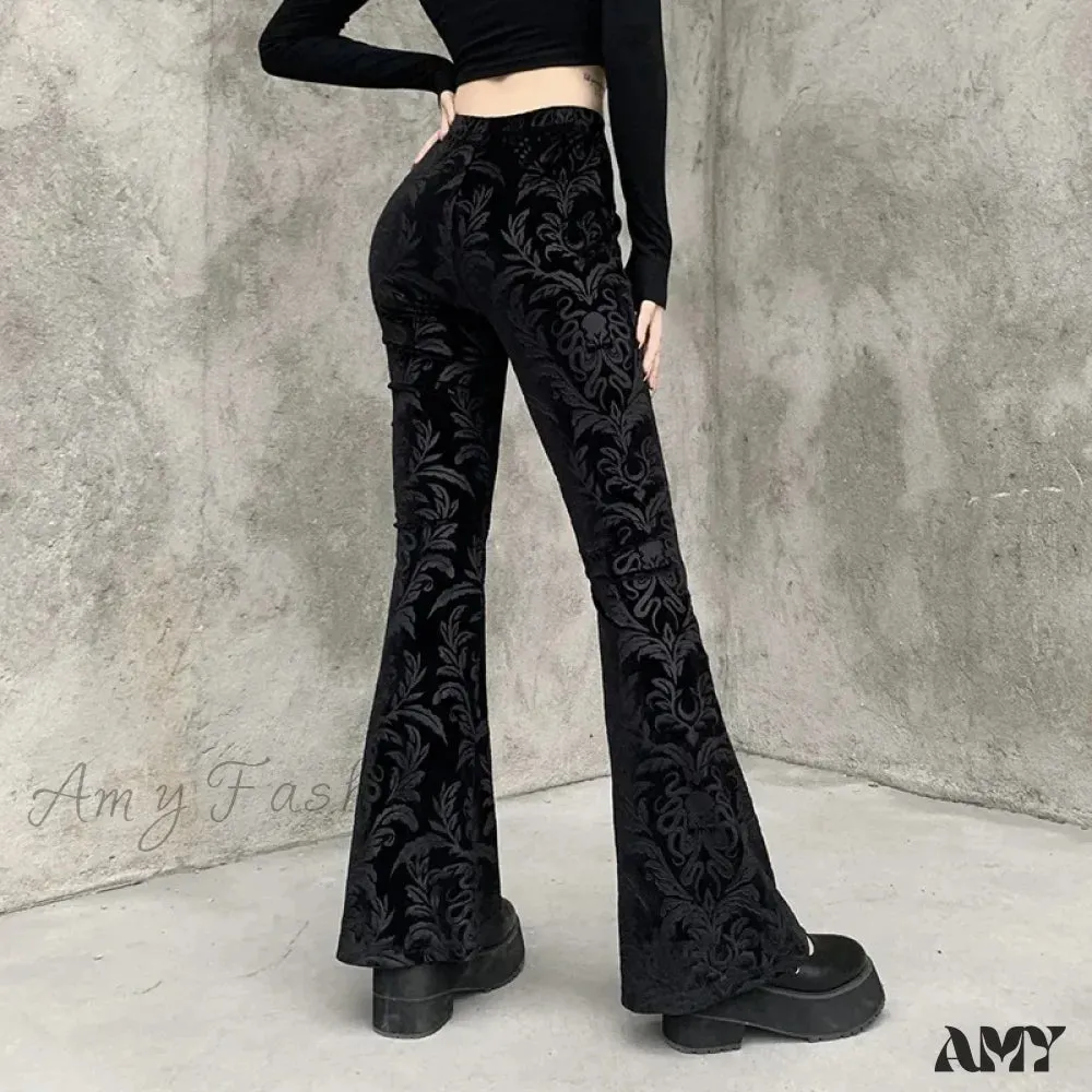 Pants Print Halloween Retro Black