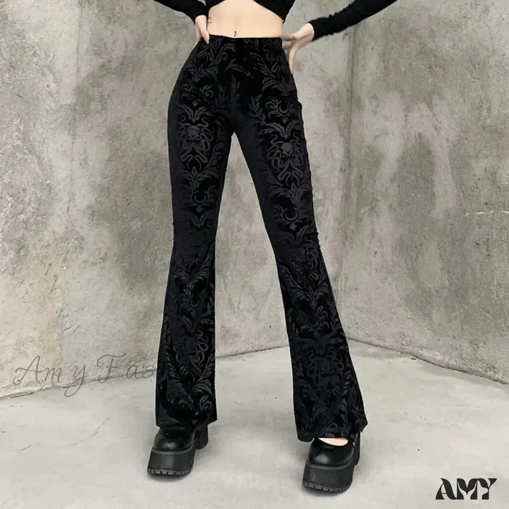 Pants Print Halloween Retro Black