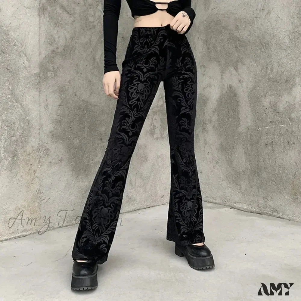 Pants Print Halloween Retro Black