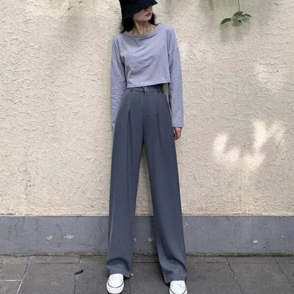 Pants With Wide Leg And Pleated Details