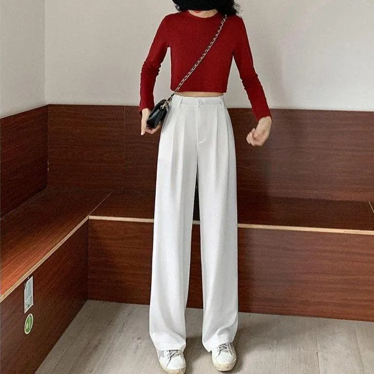Pants With Wide Leg And Pleated Details