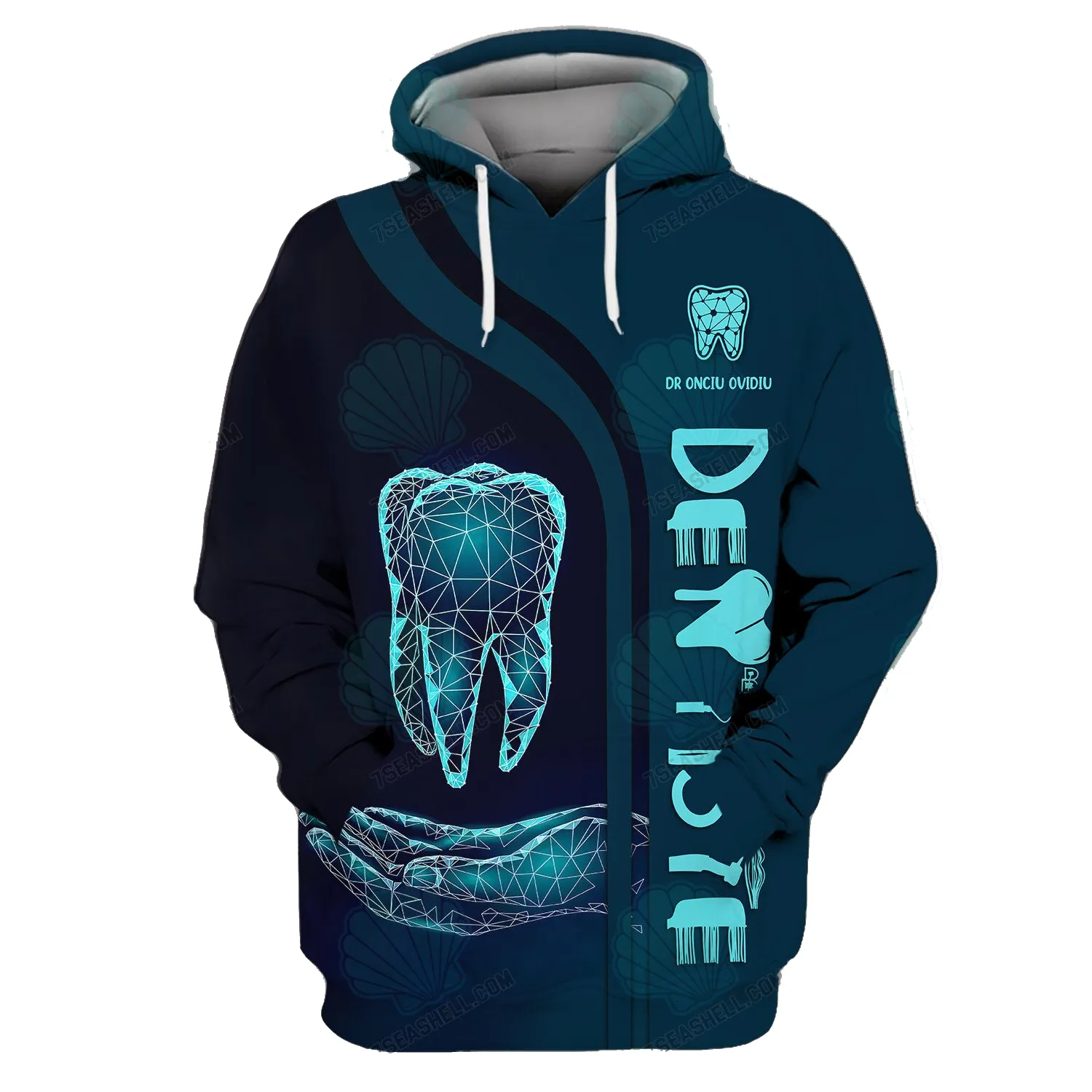 Personalized Name Dentist Blue 3D Full Printed Sweatshirt Zip Hoodie Christmas Shirt Gift