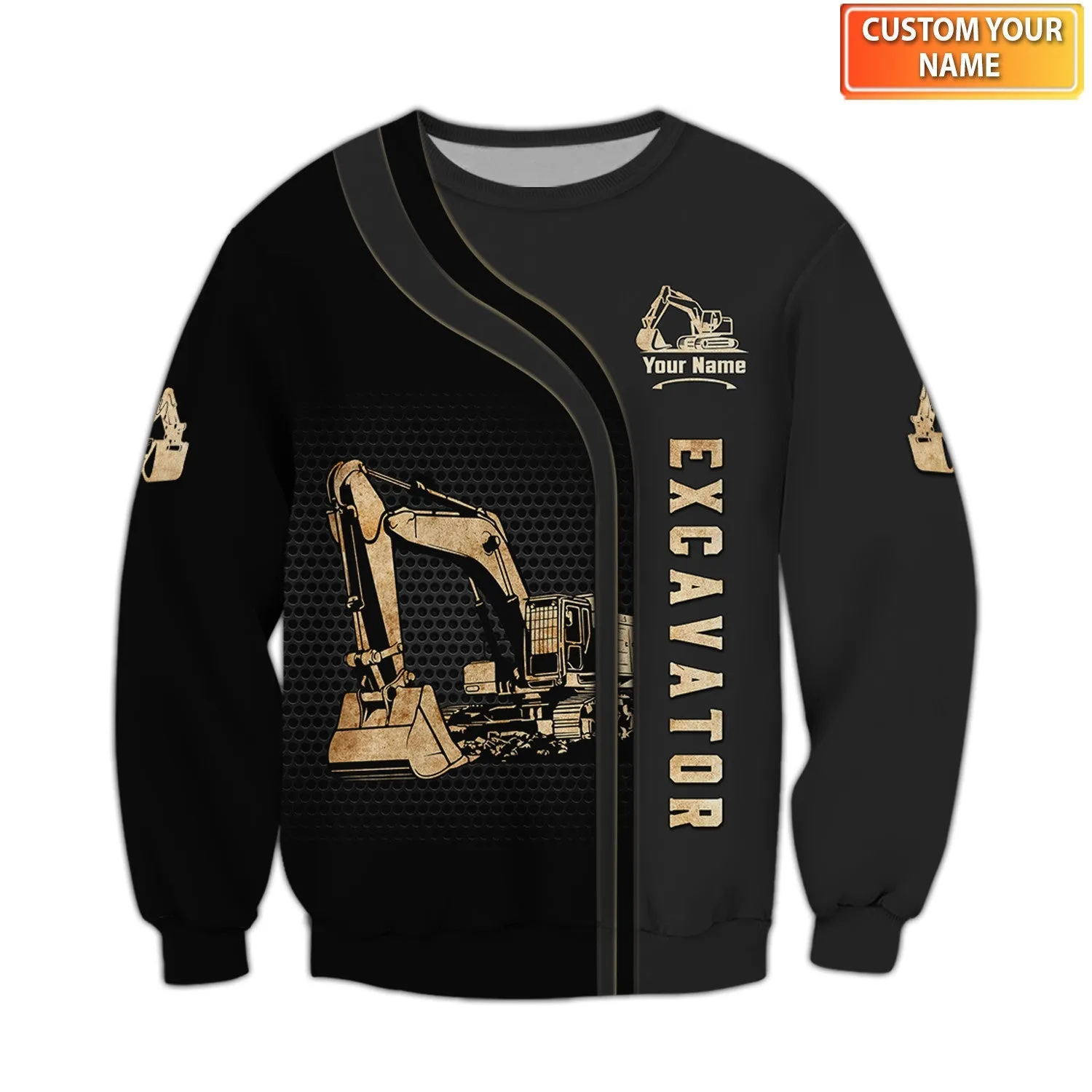 Personalized Name Excavator 3D Full Print Shirt Zip Hoodie Polo, Christmas Shirt for Excavator