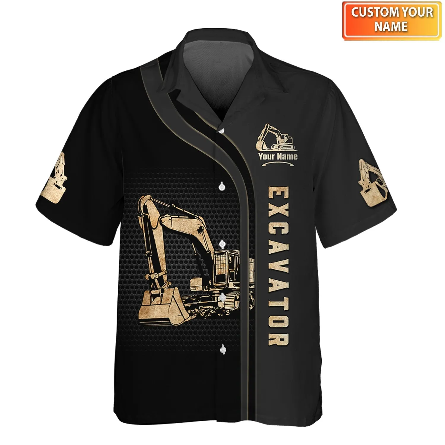 Personalized Name Excavator 3D Full Print Shirt Zip Hoodie Polo, Christmas Shirt for Excavator