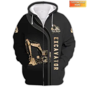Personalized Name Excavator 3D Full Print Shirt Zip Hoodie Polo, Christmas Shirt for Excavator