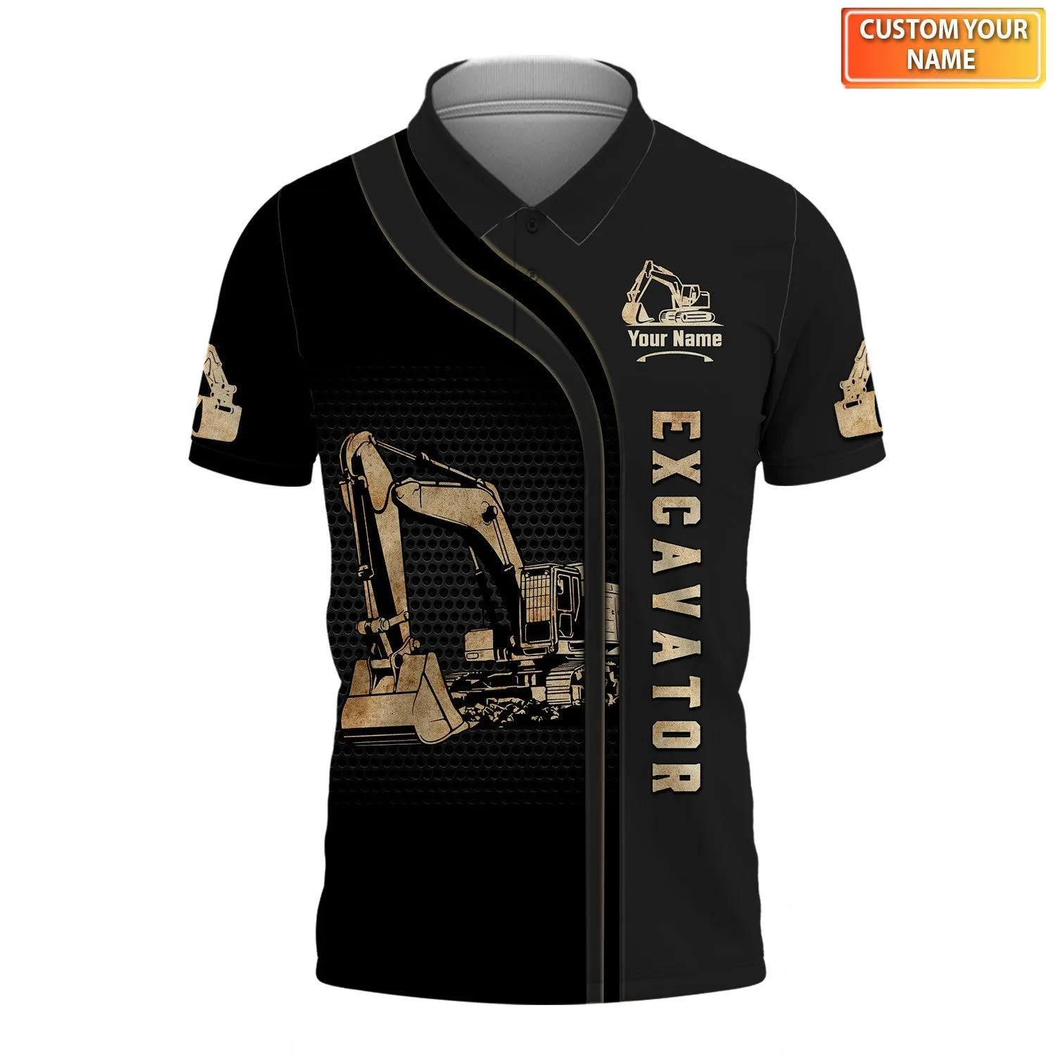 Personalized Name Excavator 3D Full Print Shirt Zip Hoodie Polo, Christmas Shirt for Excavator