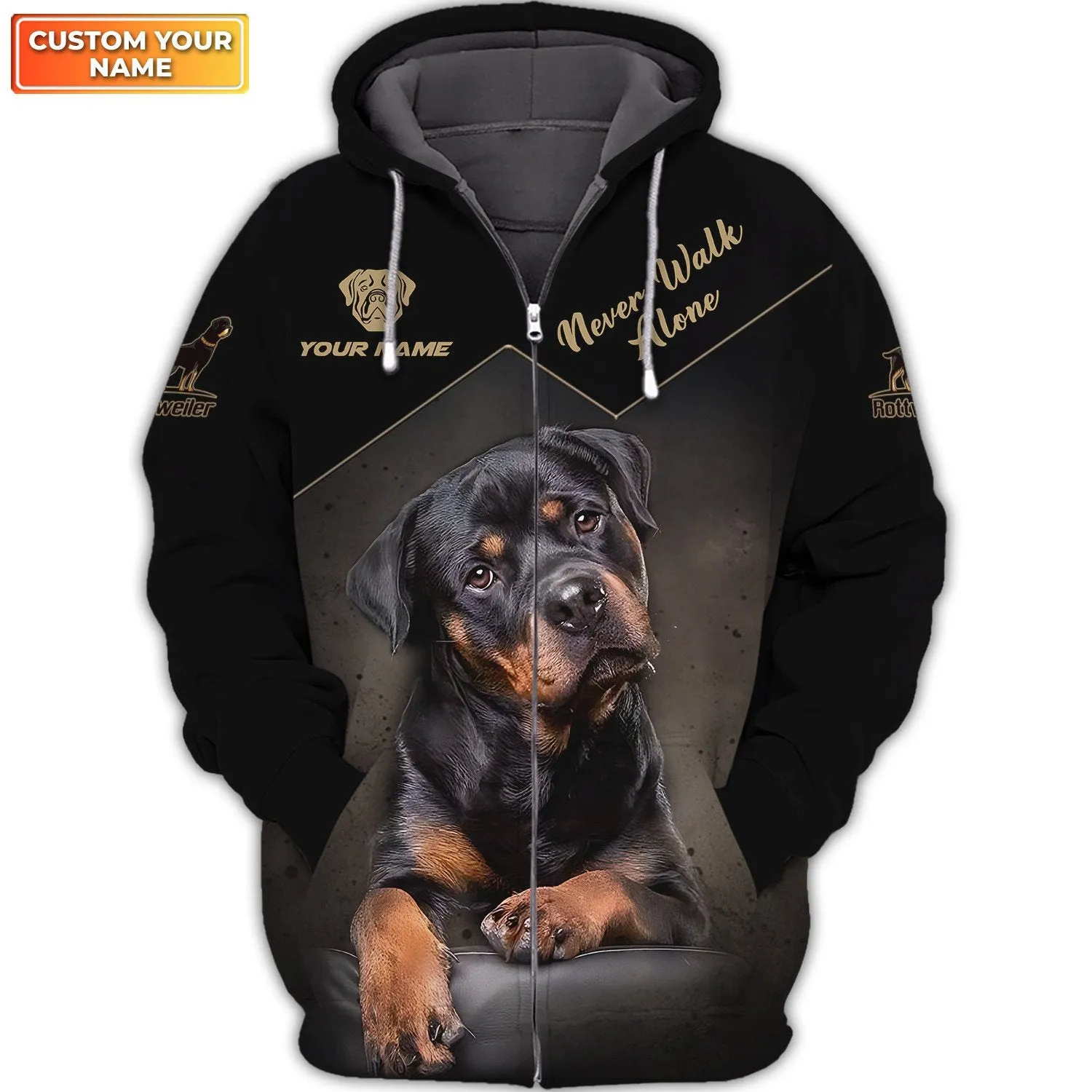 Personalized Name Rottweiler Custom Name 3D Sweatshirt Hoodie Gift For Rottweiler Lovers