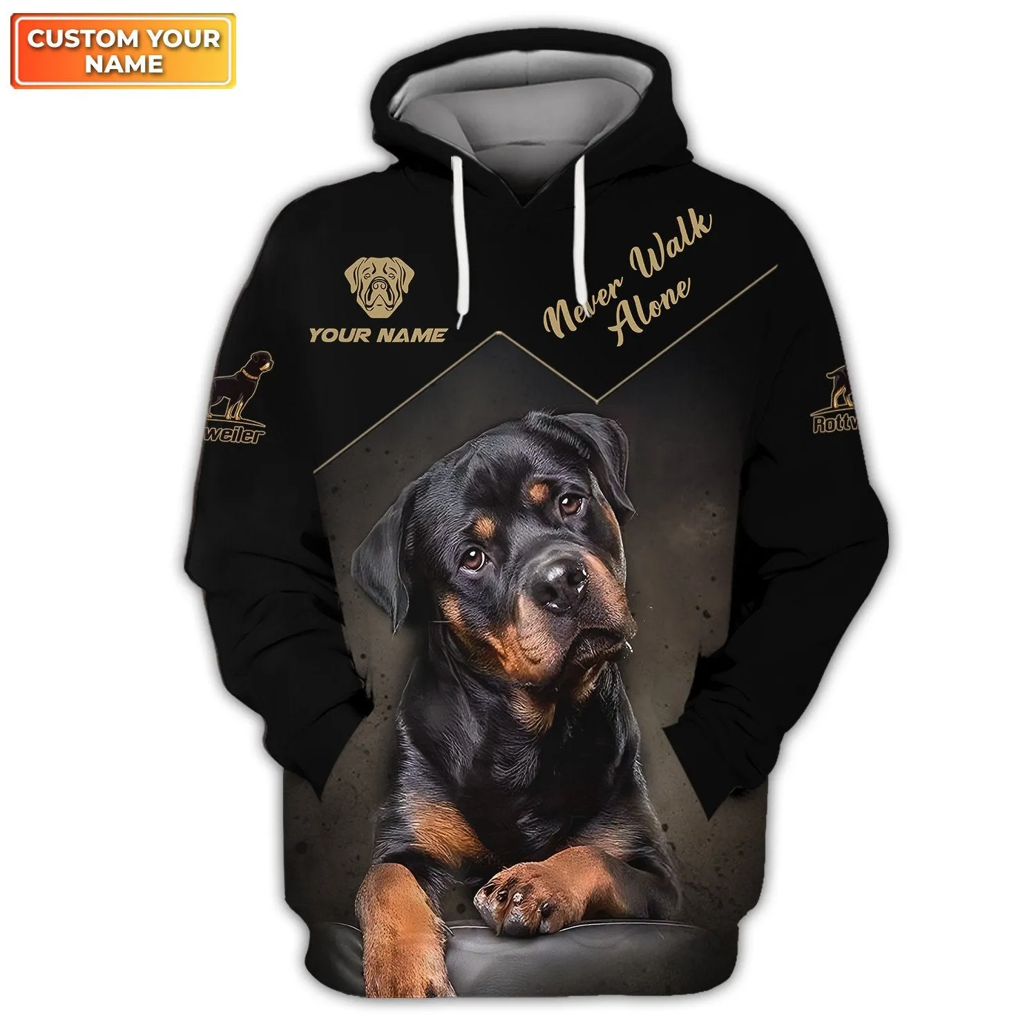 Personalized Name Rottweiler Custom Name 3D Sweatshirt Hoodie Gift For Rottweiler Lovers