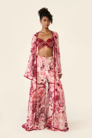 Pink Printed Cape Set