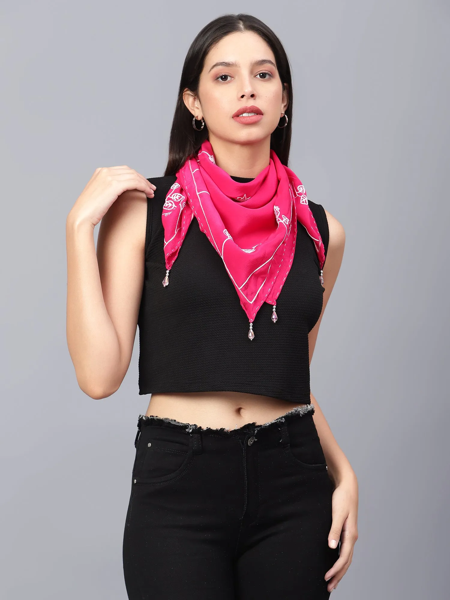 Pink Scarf, Hand Embroidered Scarf