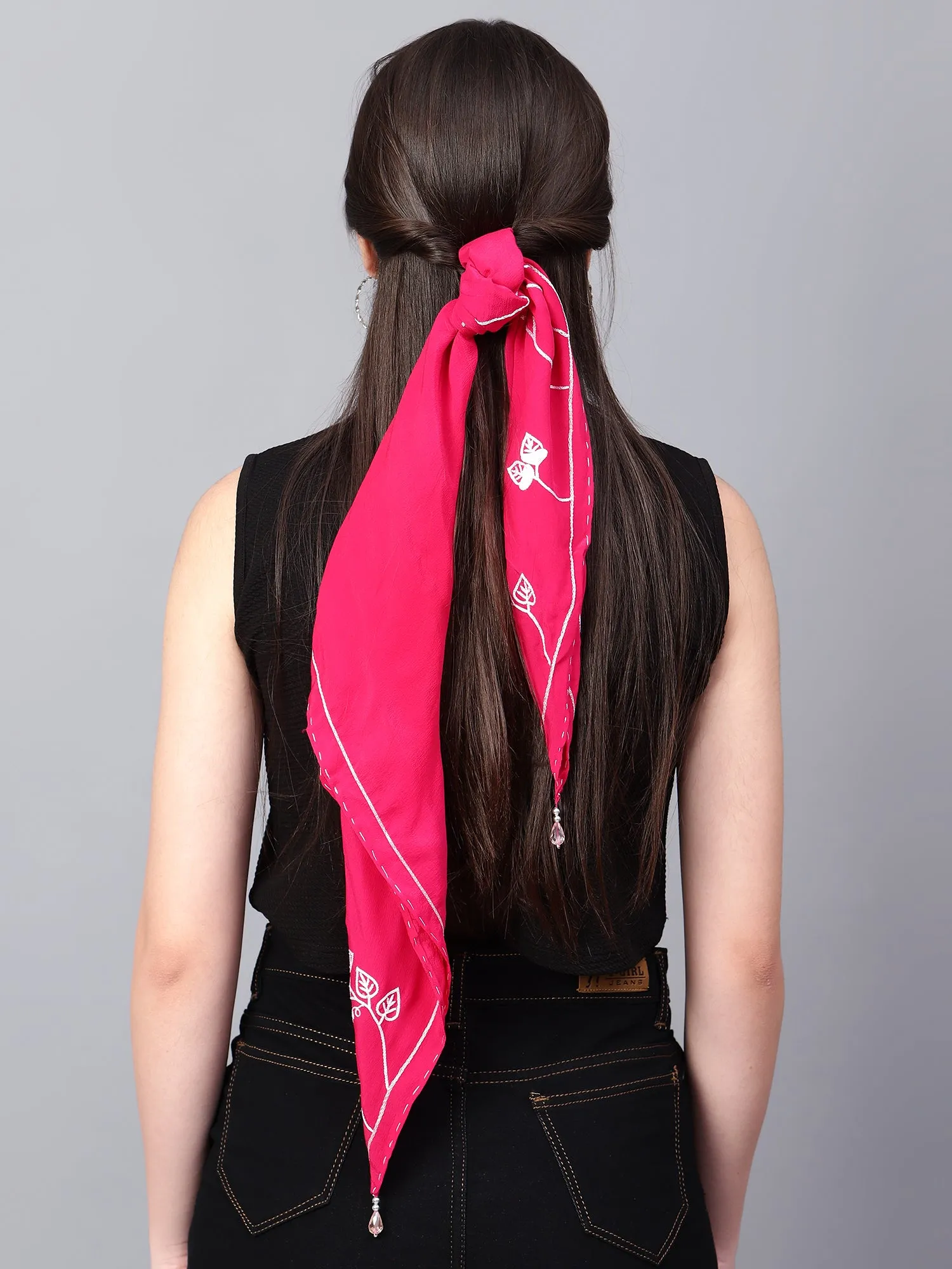 Pink Scarf, Hand Embroidered Scarf