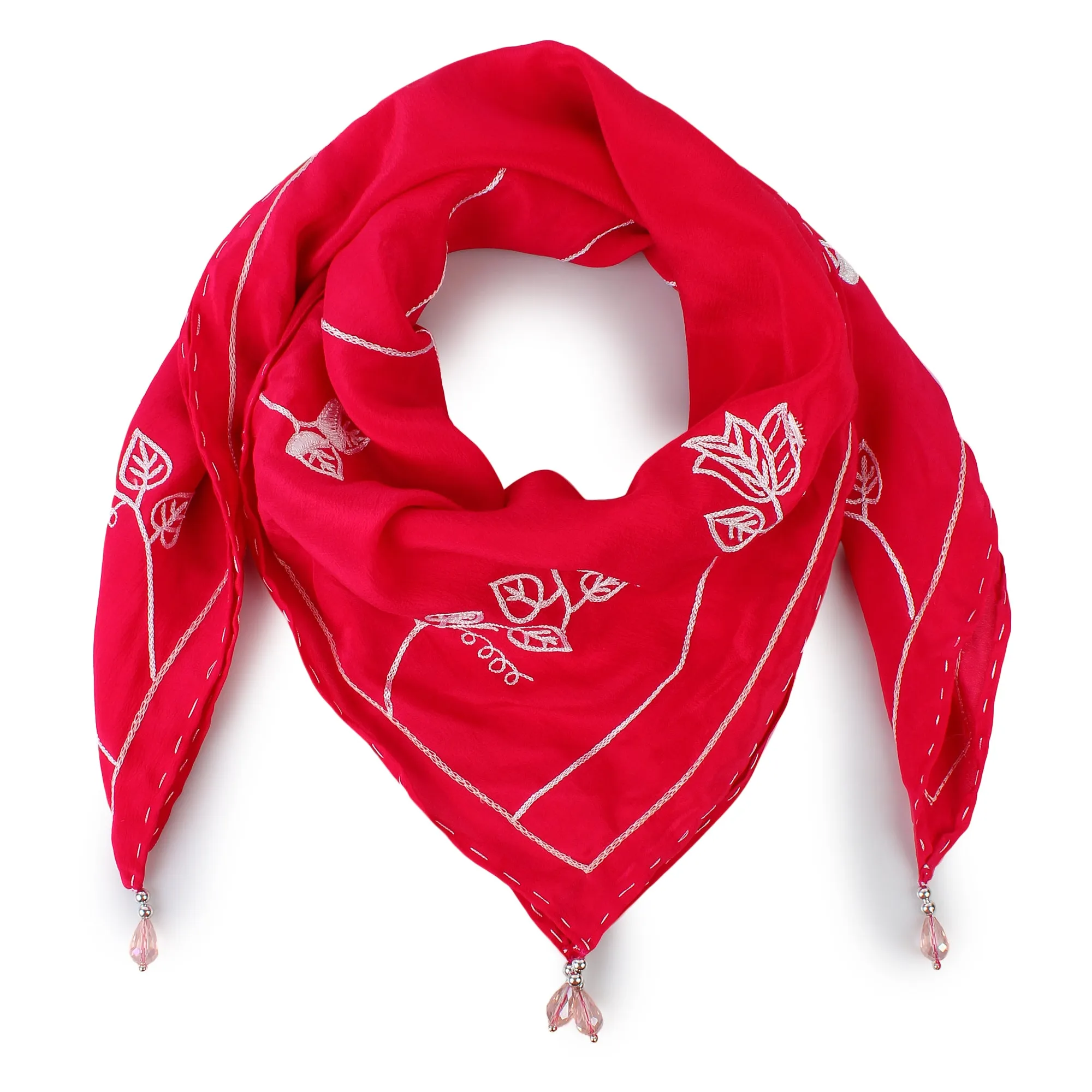 Pink Scarf, Hand Embroidered Scarf