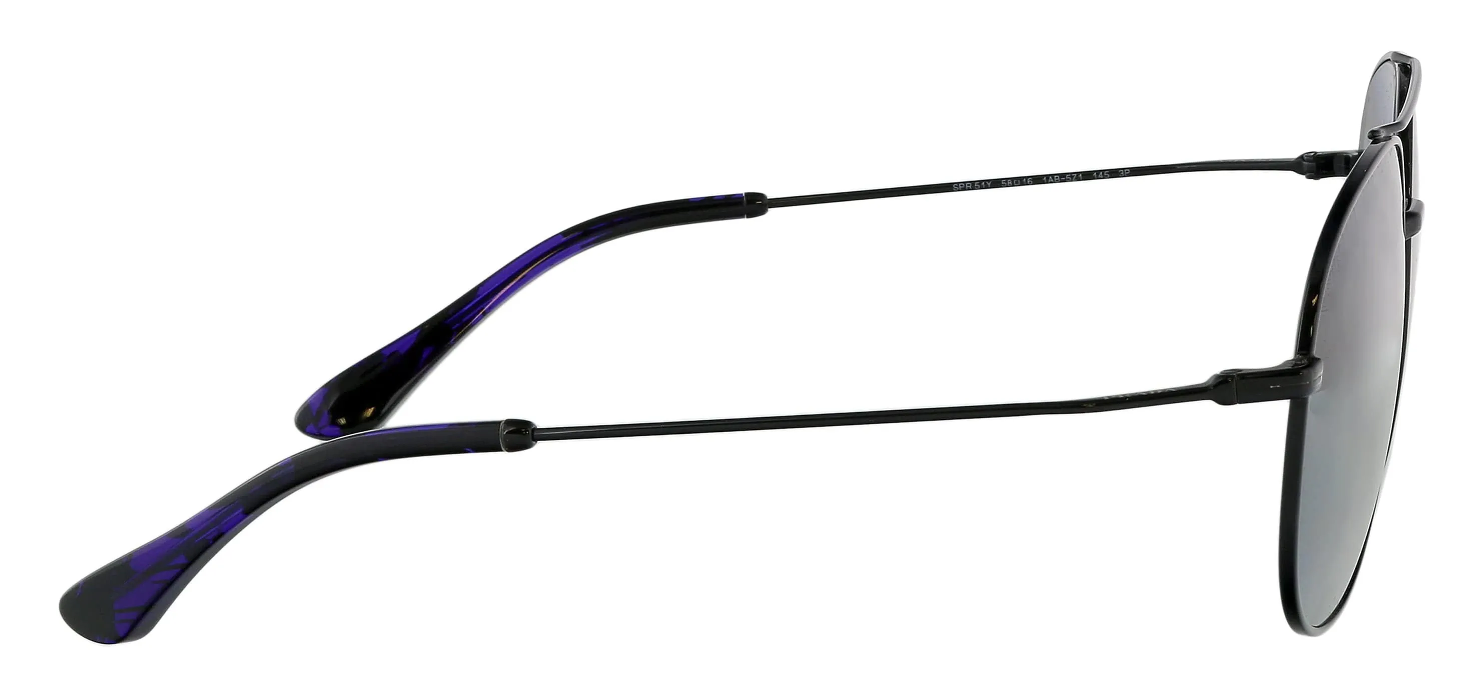 Prada 0PR 51YS 1AB5Z158 Full Rim Black Aviator Sunglasses