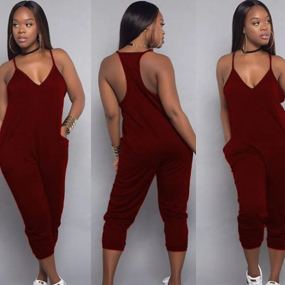 Racerback Side Pocket Jogger Cami Jumpsuit