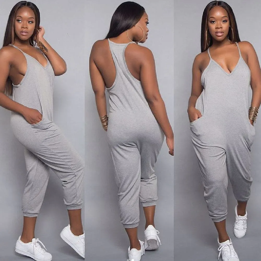 Racerback Side Pocket Jogger Cami Jumpsuit