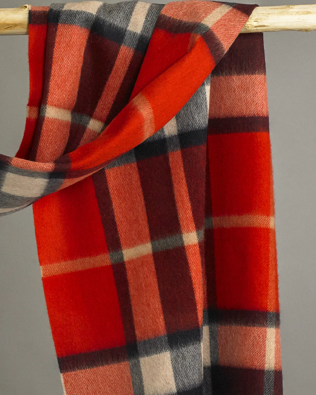 Red Thomson Tartan Cashmere Extra Wide Scarf