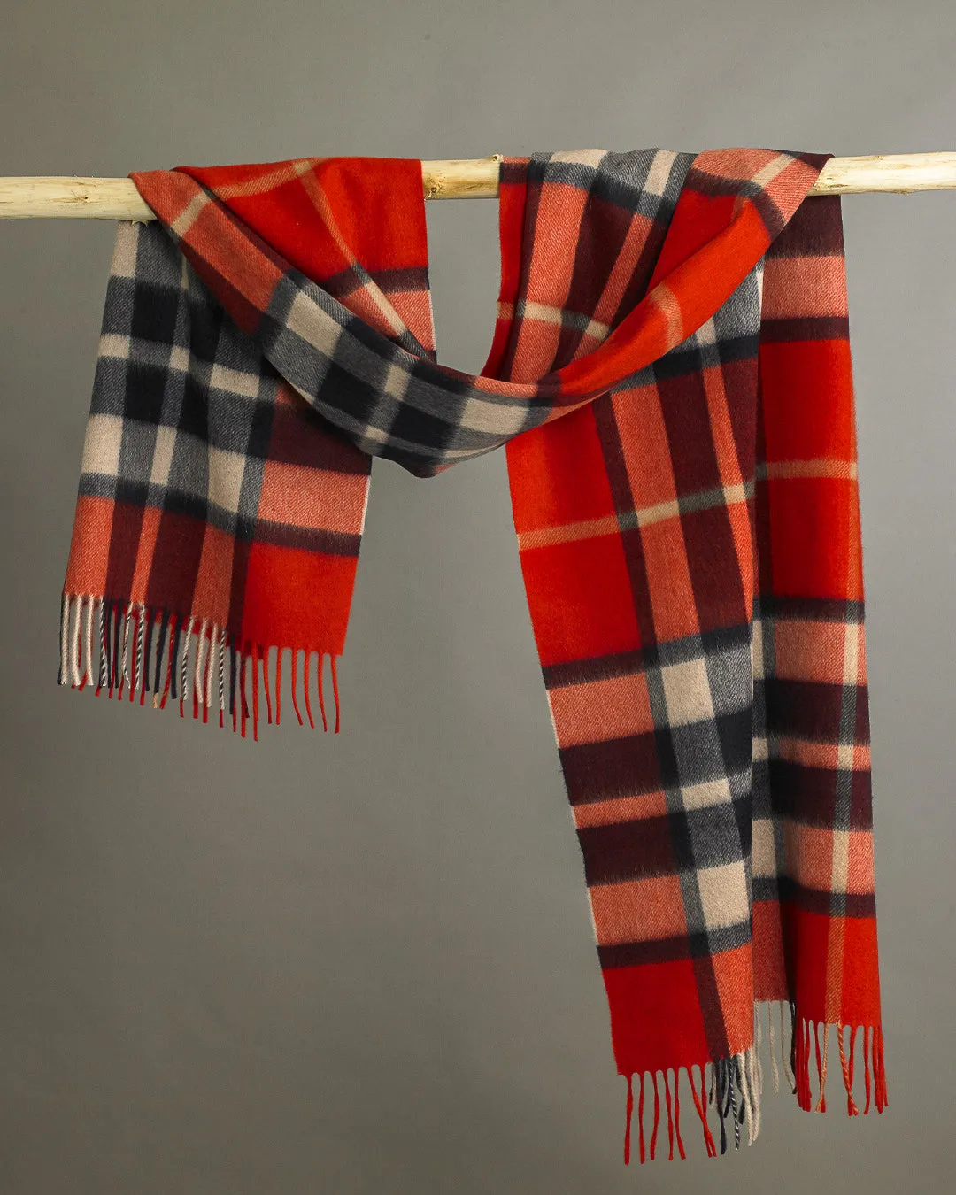 Red Thomson Tartan Cashmere Extra Wide Scarf