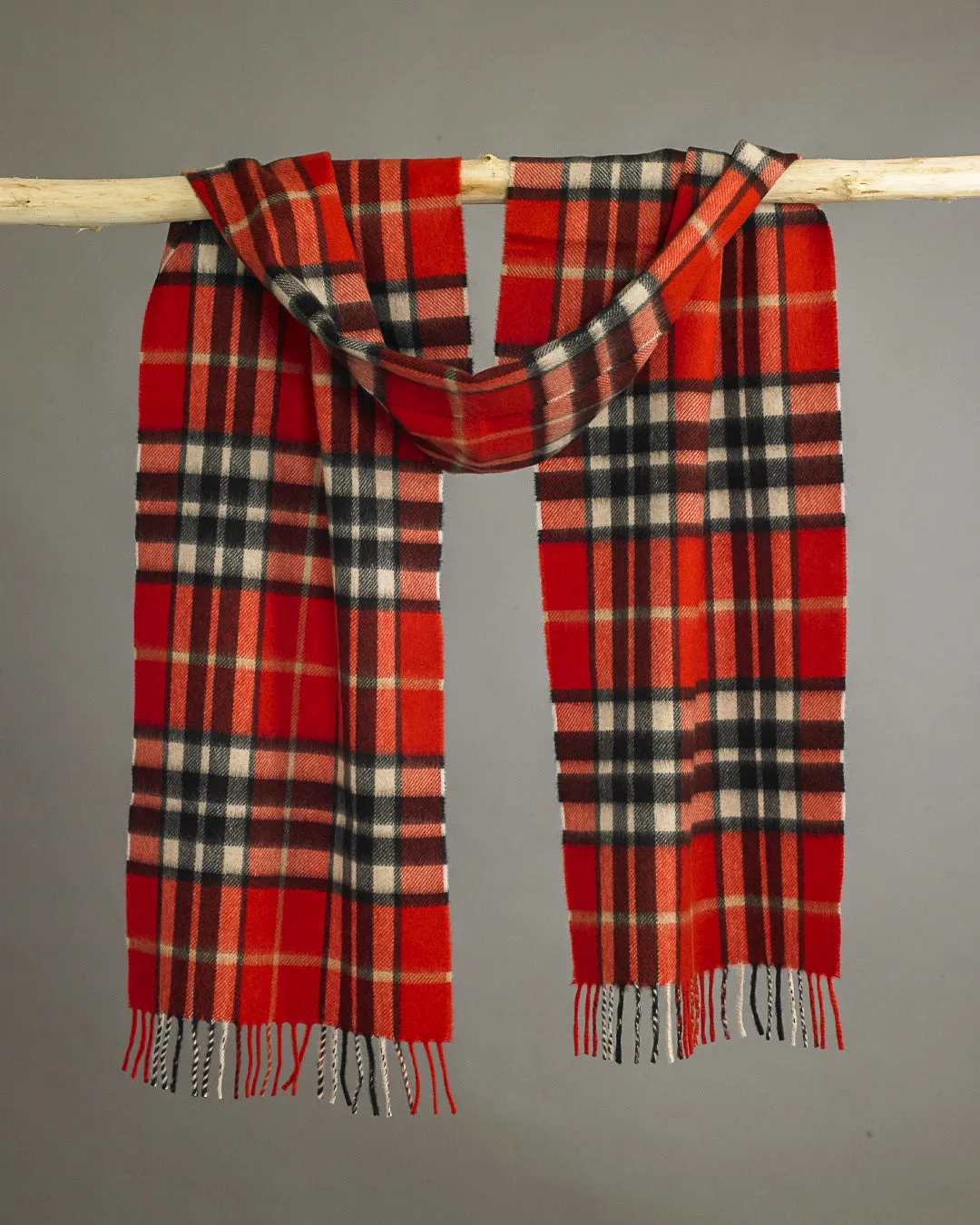 Red Thomson Tartan Wide Cashmere Scarf