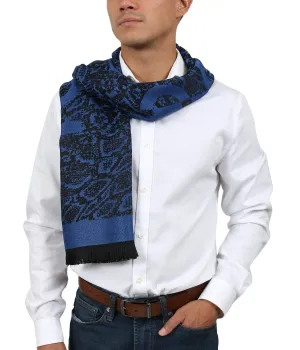 Roberto Cavalli ESZ066 04517 Royal Blue Wool Blend Signature Mens Scarf