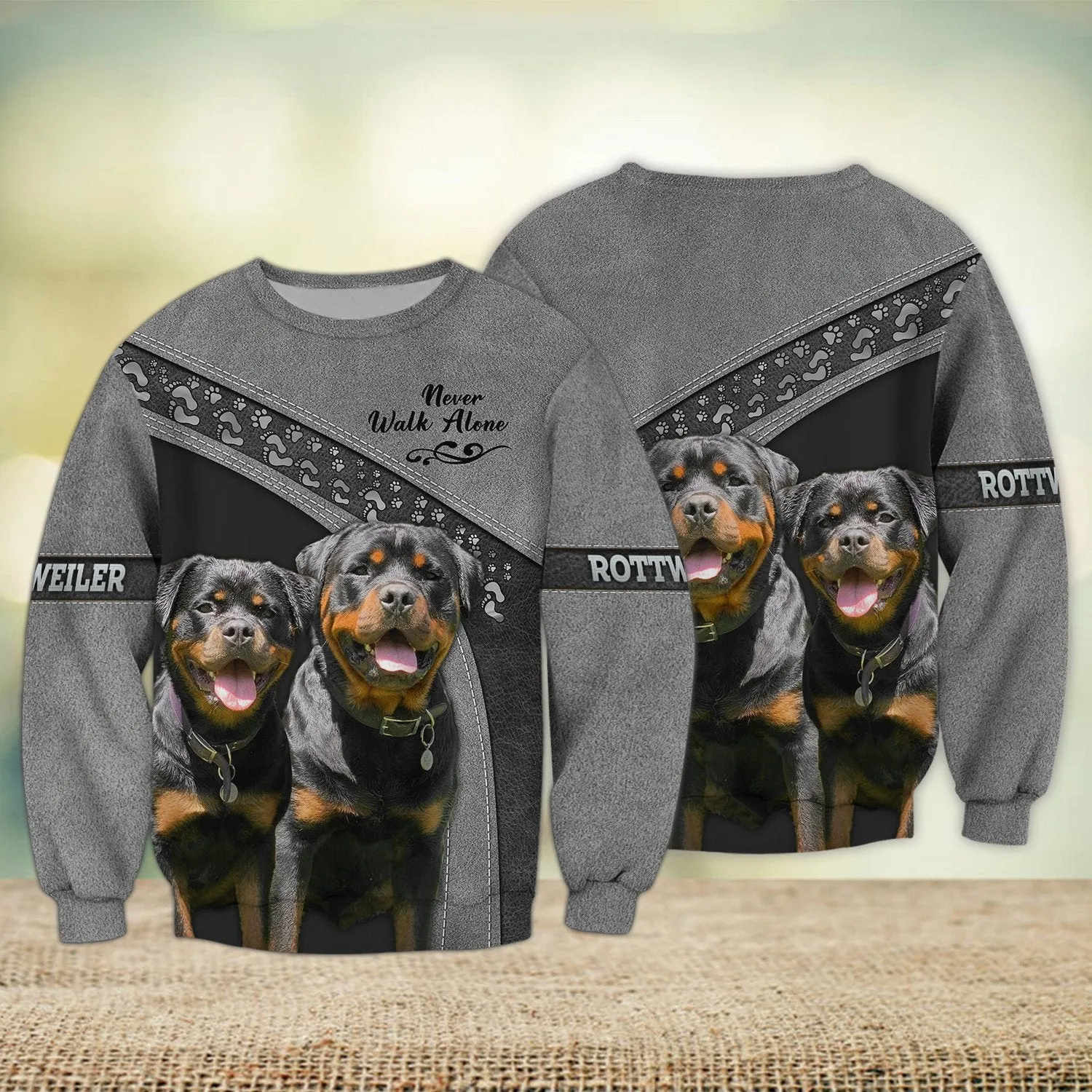 Rottweiler Never Walk Alone 3D Full Print Shirts, Shirt For Dog Lovers, Dog Memorial Gifts for loss of Dog