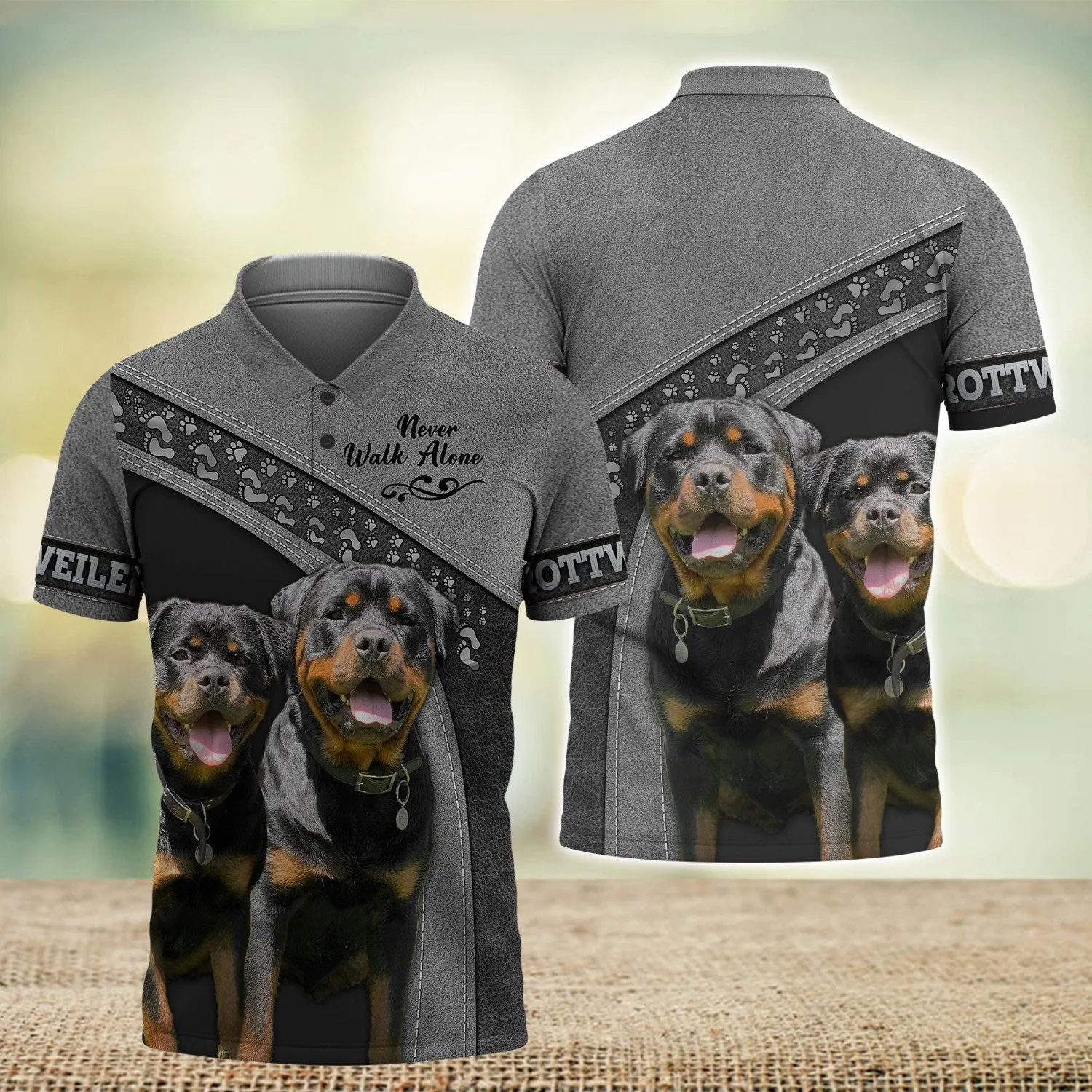 Rottweiler Never Walk Alone 3D Full Print Shirts, Shirt For Dog Lovers, Dog Memorial Gifts for loss of Dog