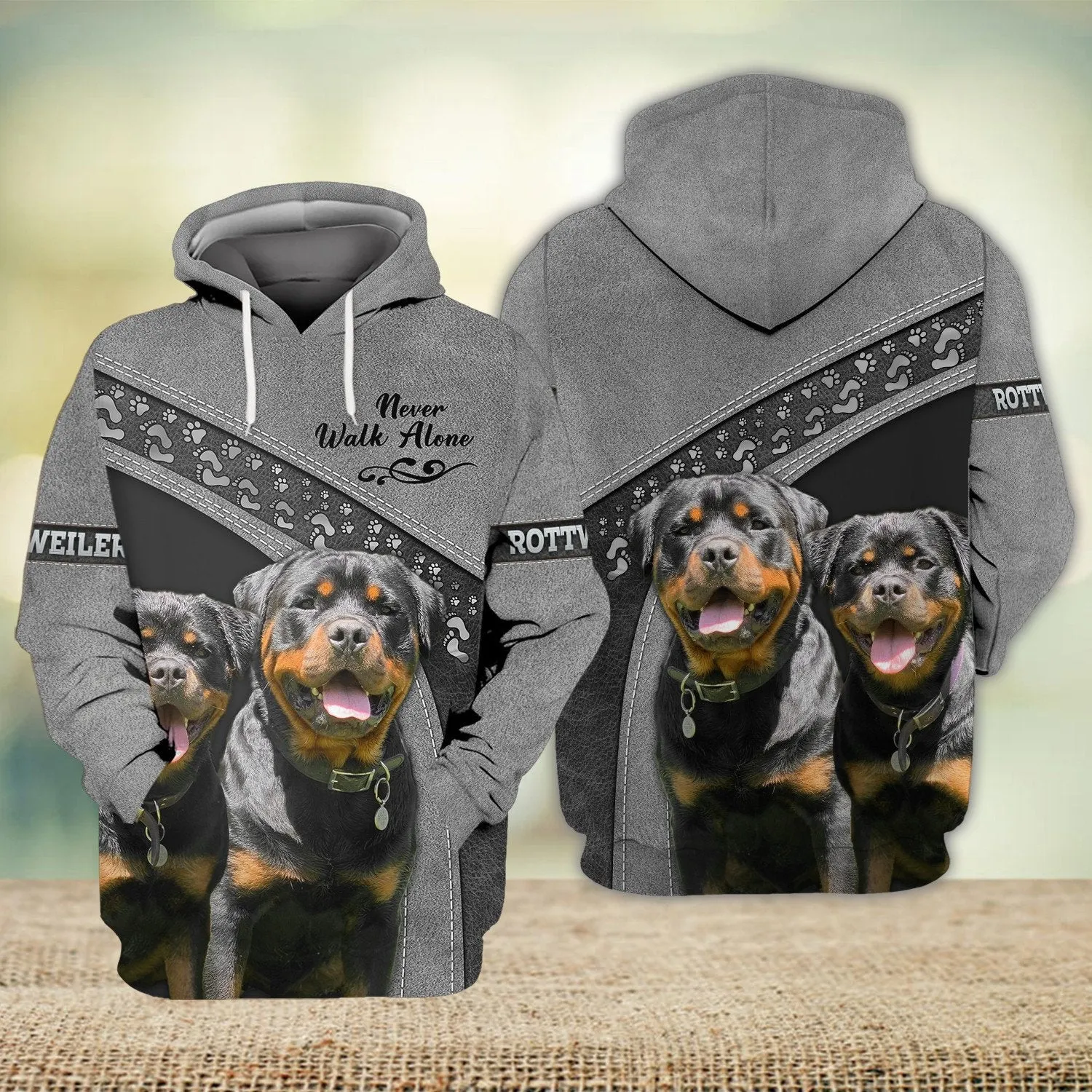 Rottweiler Never Walk Alone 3D Full Print Shirts, Shirt For Dog Lovers, Dog Memorial Gifts for loss of Dog