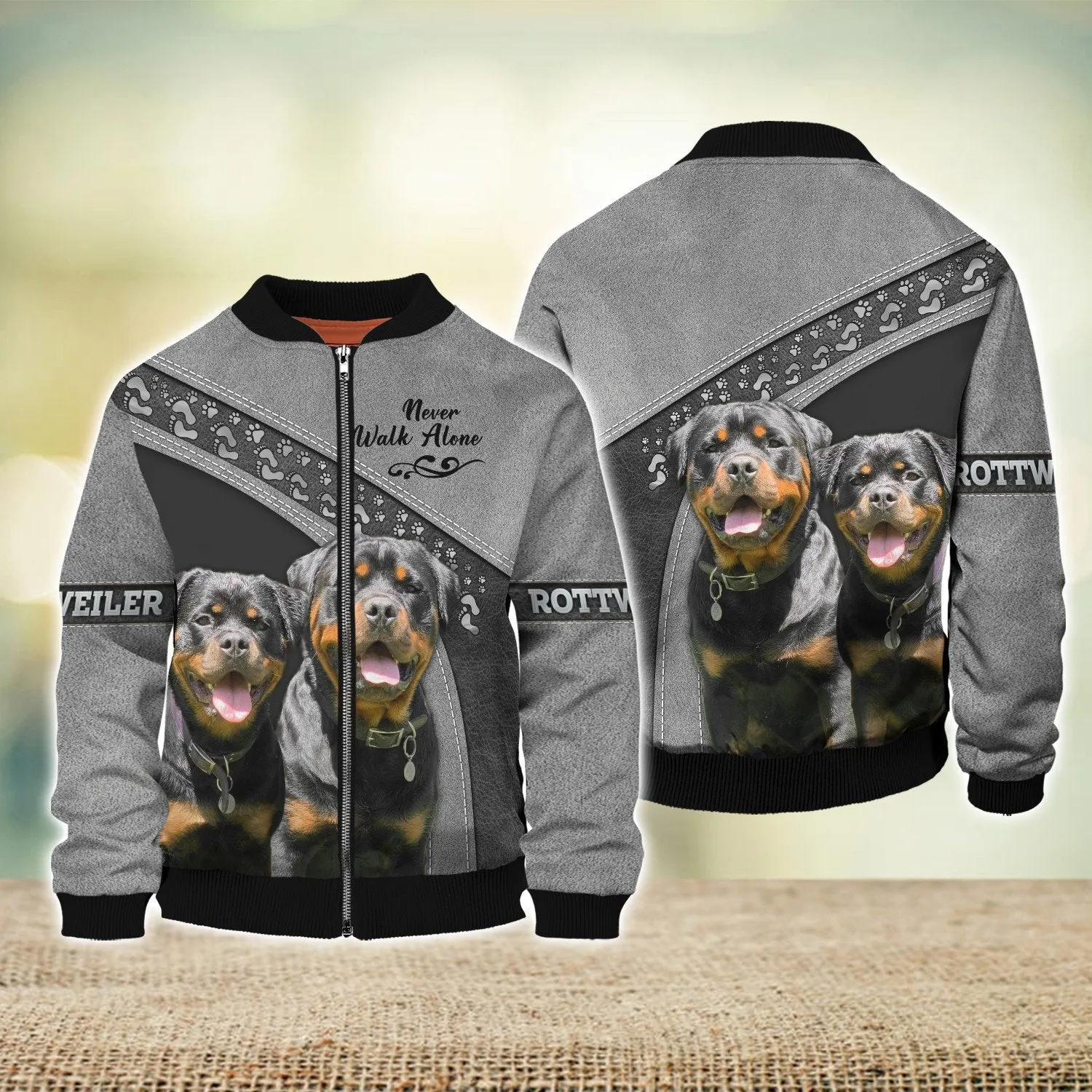 Rottweiler Never Walk Alone 3D Full Print Shirts, Shirt For Dog Lovers, Dog Memorial Gifts for loss of Dog