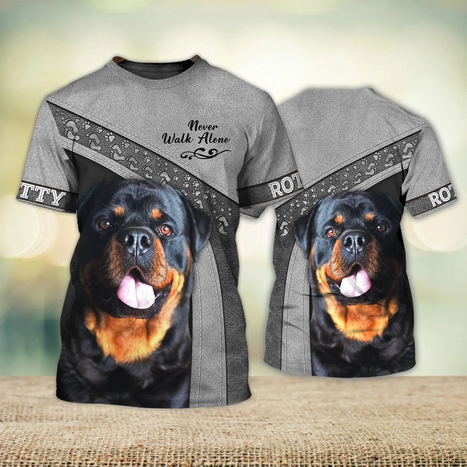 Rotty Siver Never Walk Alone 3D Full Print Shirts, Shirt For Dog Lovers, Dog Memorial Gifts for loss of Dog