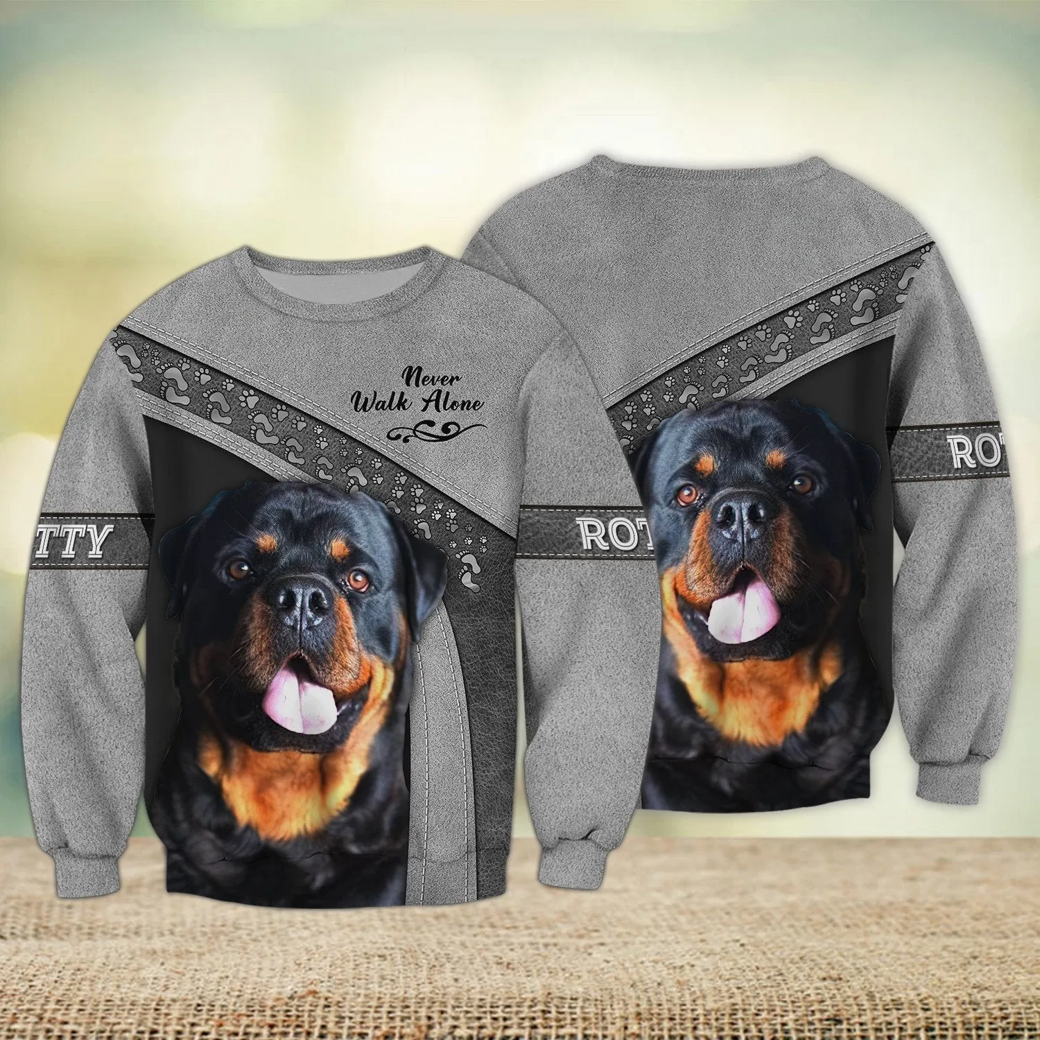 Rotty Siver Never Walk Alone 3D Full Print Shirts, Shirt For Dog Lovers, Dog Memorial Gifts for loss of Dog