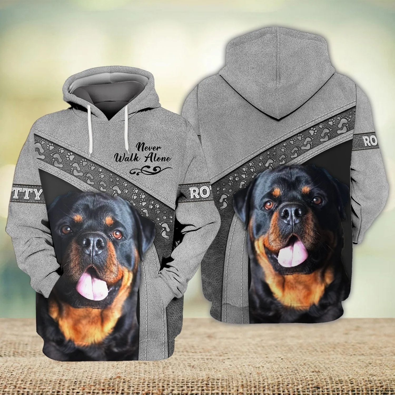 Rotty Siver Never Walk Alone 3D Full Print Shirts, Shirt For Dog Lovers, Dog Memorial Gifts for loss of Dog